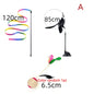 Interactive Cat Toy Handfree Cat Stick Kitten Rainbow Strips Stick Toy Suction Cup Feather Wand Pet Supplies Simulation Feather