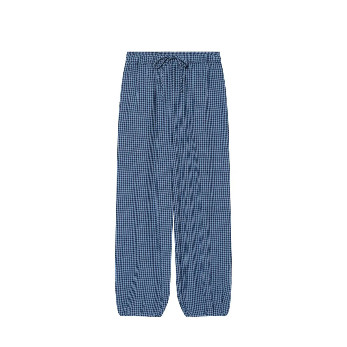 Women's Long Pants 2026 Summer New Style Red Plaid Drawstring Lantern Pants Long Pants Beach Vacation Casual Fashion