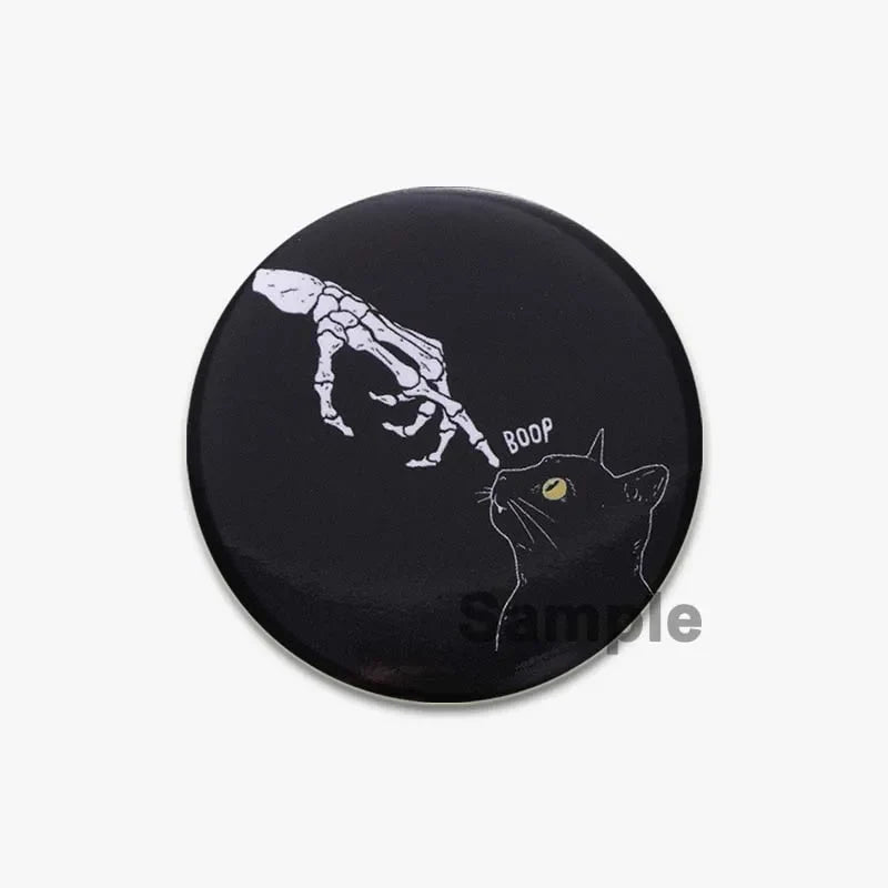 32/44/58mm Creative Round Animal Letter Pins Cartoon Character Funny