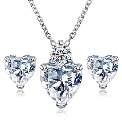 Fashion Silver Color Necklace Earrings Cubic Zirconia Jewelry Sets Elegant Crystal Zircon Jewelry Women Wedding Jewelry Set