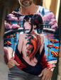 2024 new men's long-sleeved T-shirt 3D printing HD anime tattoo beauty printing men's autumn tops casual round neck home clothes