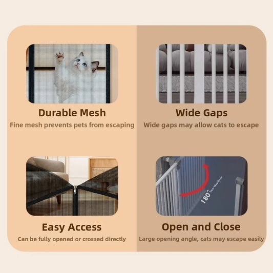 New Metal Mesh Dog Barrier Fences Breathable with Zipper Net Stairs Gate Easy to Install Folding Dog Safety Fence for Cats Dogs
