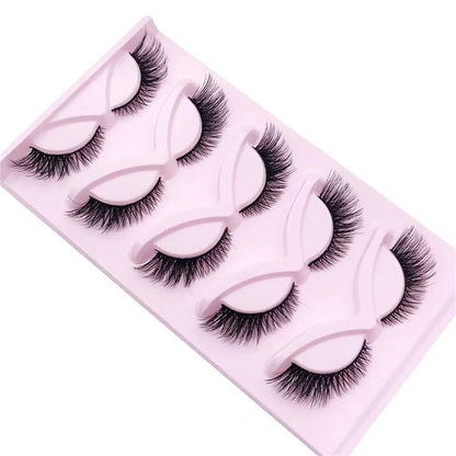 5 Pairs Fox Eye Lashes Winged End Eye Elongated Eyelashes Clear Band Natural Look Lashes Eyelash Extension Manga Lashes