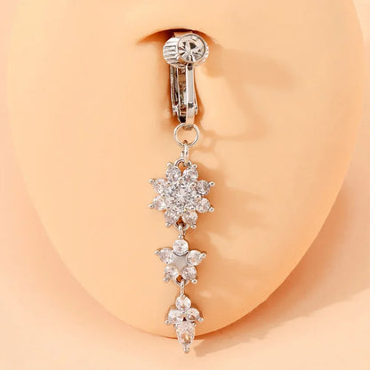 Clip On Belly Button Ring Butterfly Copper Zircon Pink Fake Belly Piercing Umbilical Navel Body Jewelry Trendy Fashion Style