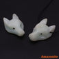 1.5" Wolf Head Stone Pendant Natural Healing Crystals Hand Carved Wolves Animal Statue Figurine Gems for Jewelry Making Necklace