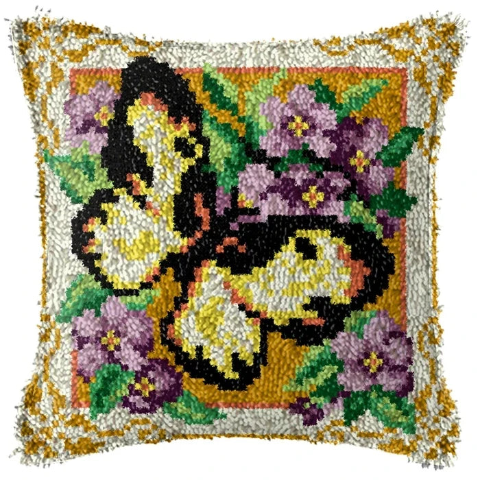 Knot Pillow Package Latch Hook Kit Cushion Pillowcase Kussen Set For Needlework DIY Butterfly Flower Plant Series Latch Hook Kit