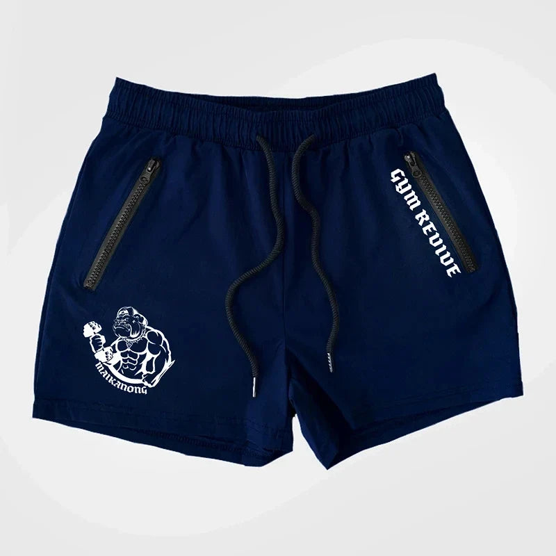 Men's Quick Dry Side Printed Shorts Double Zipper Pocket Side Design Running Basketball Training Fitness Shorts Summer