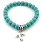 FTCY Women Bohemian Beaded Bracelet Fashion Turquoise Natural Stone Anti-Stress Yoga Geometric Pendant Elastic Cord Hand Chains