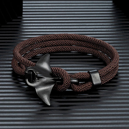 MKENDN Ocean Style Manta Ray Multilayer Rope Bracelet Charms Men Women Beach Wristband Adjustable Jewelry Homme