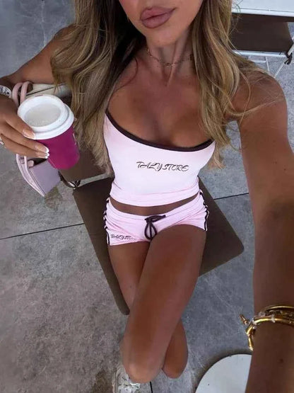 Women’s Letter Print Cami & Shorts Set