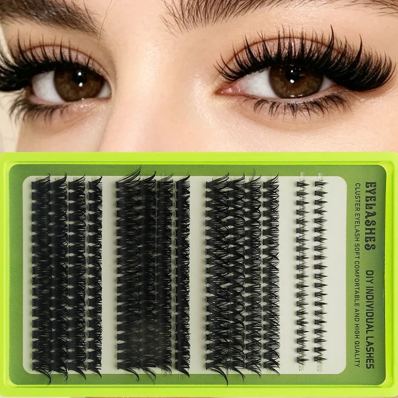 14 Rows Individual Cluster DIY Lash Extensions Natural Thin Wispy Bottom Lashes Mega Volume Thick Segmented Lash Clusters Mixed