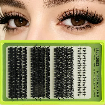 14 Rows Individual Cluster DIY Lash Extensions Natural Thin Wispy Bottom Lashes Mega Volume Thick Segmented Lash Clusters Mixed