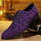 Luxury Men Dress Shoes Gold Silver Sequin Wedding Shoes High Quality Lace-Up Oxford Shoes Fashion Designer Men Flats Large Size