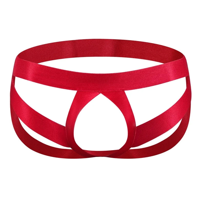 Men's Low Waist Sexy Color Block G-Strings & Thongs Cockstraps Open Back Men Jockstrap Panties Cockring Pouch Gay Underwear