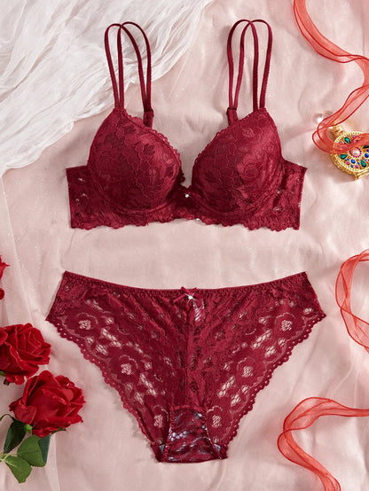 Single of Women's Underwear Set Sexy Lace Patchwork with Push Up Bra Romantic Sheer Women's Panties