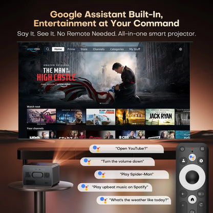 XIWBSY 64GB Google TV Projector 4000ANSI Offline Cinema Beamer 4K HD Video Projector Android 14.0 Sealed Optical Projector