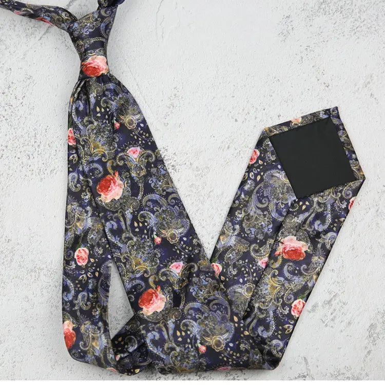 Fashion 8CM Wdith Elegant Neckties Vintage Retro Flower Printed Ties For Adult Mens Casual Daily Neckwear Wedding Party Cravate