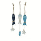 3Pcs/Set Wood Crafts Mediterranean Starfish Hung Fish Nautical Decor Hang Decorated Marine Pendant