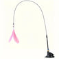 Cat Teaser Toy - Interactive Bell & Feather Wand - Long Suction Cup