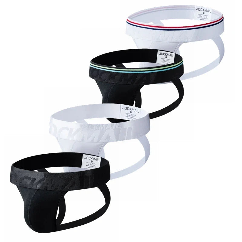 4PCS Sexy Jockstrap Men Underwear Brief Underpants Gay Men's Bikini Slip Men's Tanga String Thong Breathable Cotton Low Waist