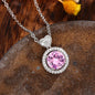 Huitan Romantic Pink Cubic Zirconia Pendant Necklace for Women Engagement Wedding Party Luxury Trendy Neck Accessories Jewelry