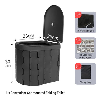 Portable Toilet for Camping Convenient Car-mounted Folding Toilet for Travel Adult Kids and Elderly Potty Odor-proof Non-slip