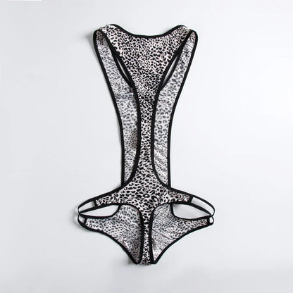 Leopard Men's Bodysuits Building Shapers Tights Men Singlet Underwear Bikini Sexy Men T-Back Jumpsuit Stretch Thongs Jockstrap
