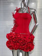 VC Chic Halter Sleeveless Style Corset Mini Dress with Unique Embellishments for a Special Night Out Evening Gown