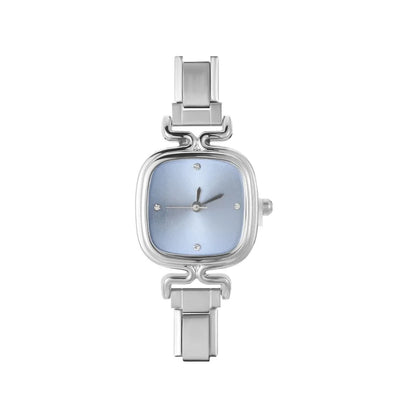1PC 's Stainless Steel Round Simple Watch Bracelet Bangle for Friend