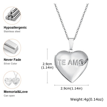 Vnox Never Fade Silver Color Stainless Steel Women Locket Pendant, Openable Heart Pendant Necklaces, Life Tree Floral Collar
