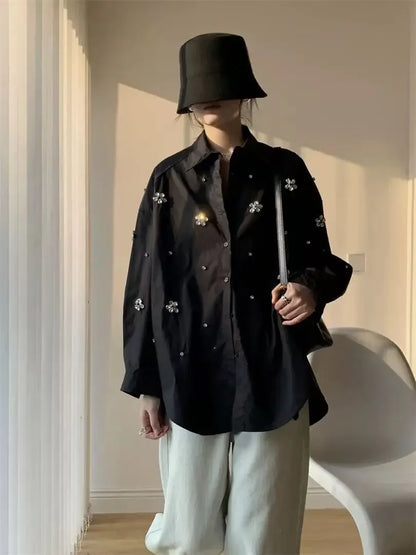 New  Spring  Loose Casual Cotton Buttons Up Shirts For Women Long Sleeve Top Korean Popular Oversized Blouse Clothes