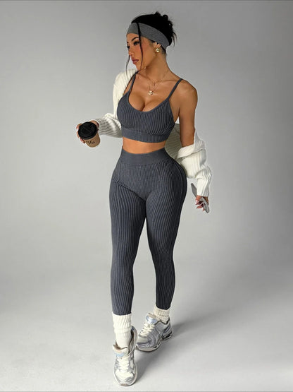 Women's Seamless Cropped Top & Pants Set