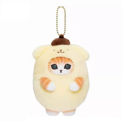 Kawaii Frog & Kitty Plush Keychain