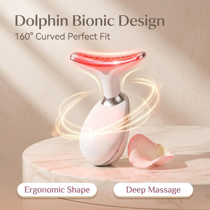 7 Colors LED Light Face Neck Beauty Device with Vibration Massage for