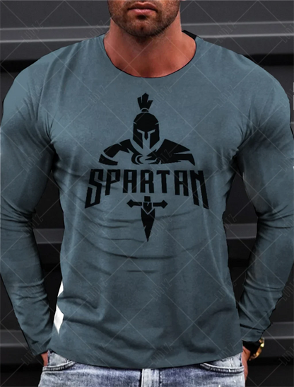 Sparta Vintage Graphic Men's Long Sleeve T-shirt for Men Clothing Casual Tops Tee Fashion 3D Full Printing Tshirt Streetwear