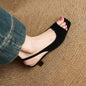 2026 New Summer Women Sandals Kid Suede Leather Women Shoes Peep Toe Chunky Heel Concise Sandals High Heel Ladies Shoes