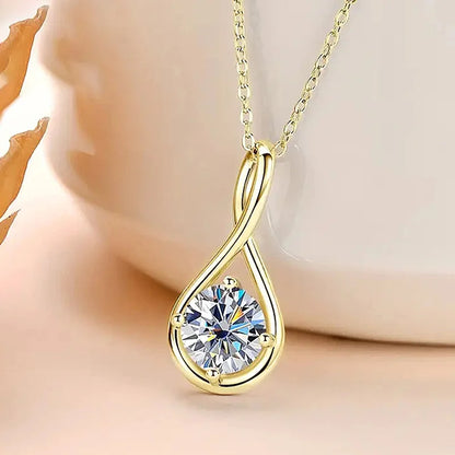 Huitan Women Pendant Necklace Inlaid Shiny Cubic Zirconia Silver Color/Gold Color Wedding Party Daily Trendy Accessories