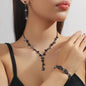 4PC Women's Fashion Copper Claw Chain Sunflower Necklace Earrings Bracelet Jewelry Set Wedding Banquet Party Holiday Gift