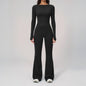 Two Pieces Yoga Set Slim Long Sleeved Gym Set High Elasticity Leggings Sportswear Women's Fitness Cycling Pilates Sports Suits