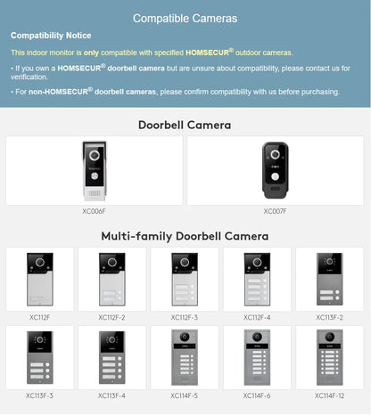 (not Standalone) Homsecur Indoor Monitor V7022a-Ahd-Wifi for XSL Video