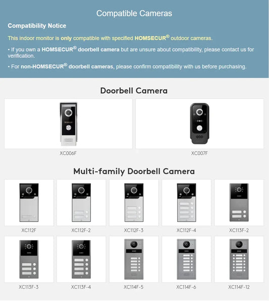 (not Standalone) Homsecur Indoor Monitor V7022a-Ahd-Wifi for XSL Video