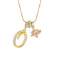 Fashion Letter Necklace for Women Pink Zircon Heart-shaped Pendant Suitable for Girls to Wear Personalized Gold-plated Jewelry