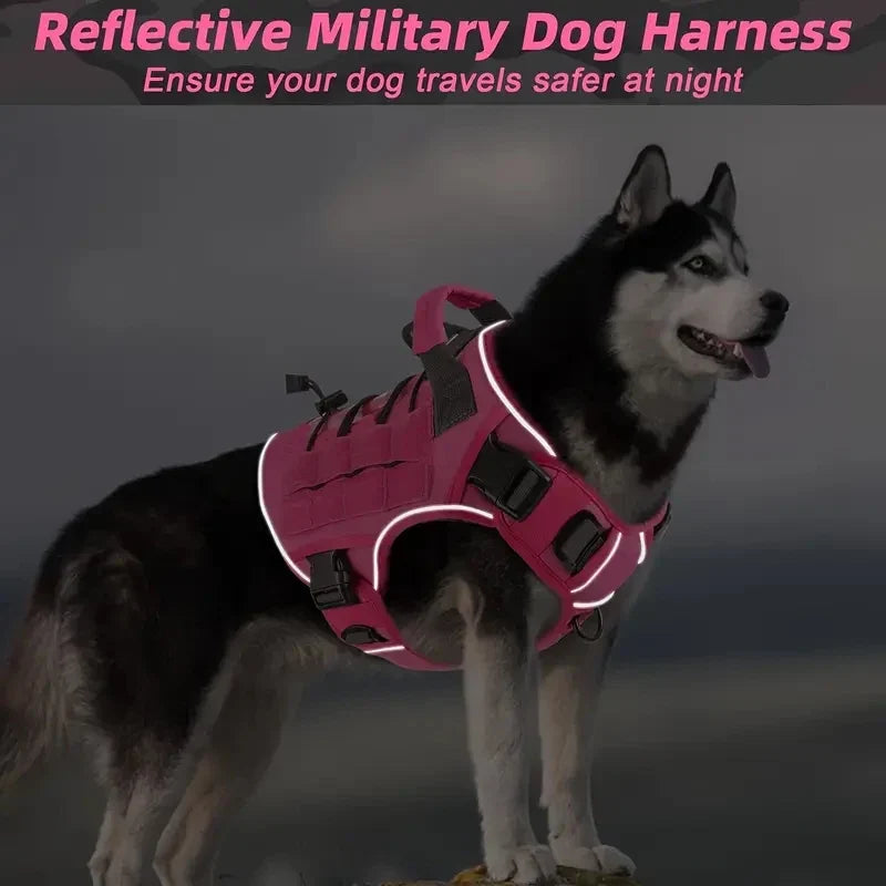 Adjustable No-Pull Tactical Dog Harness with Handle for Large Dogs - Reflective Military Vest for Labrador Retriever, Siberian H