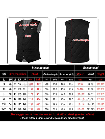 Intelligent Heating Vest, 16-Heating Zones, 2-Switches, 3-Speed Adjustable, Suitable For Outdoor Activities, Indoor Work, Hiking