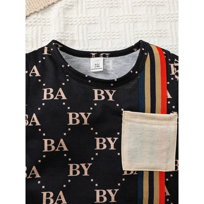 2PCS Summer Toddler Baby Boy Clothing Set T-Shirt Letter Short Sleeve