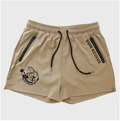 Men's Quick Dry Side Printed Shorts Double Zipper Pocket Side Design Running Basketball Training Fitness Shorts Summer