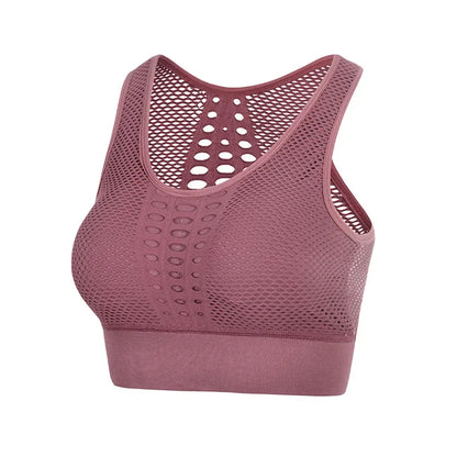 Seamless Mesh Women's Sports Bra Yoga Top