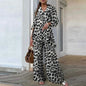 Autumn Fashion Leopard Print Women's Suit Two-Piece Retro Street Print