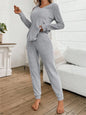 Casual V-Neck Knitted Pit Strip T-Shirt Long-Sleeved Womes Suit Autumn