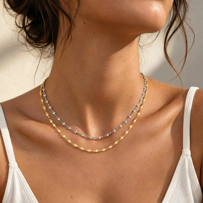 Vnox Minimalist Heart Link Chain Necklace Trendy Stainless Steel Stacked Clavicle Chain Party Daily Jewelry